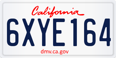 CA license plate 6XYE164