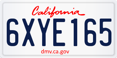 CA license plate 6XYE165