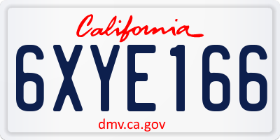 CA license plate 6XYE166