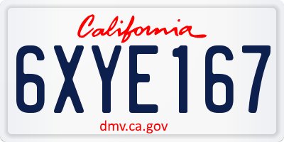 CA license plate 6XYE167