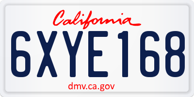 CA license plate 6XYE168