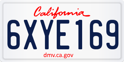 CA license plate 6XYE169
