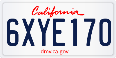 CA license plate 6XYE170