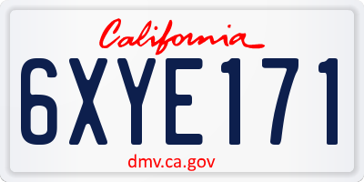 CA license plate 6XYE171