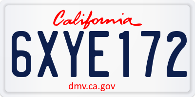CA license plate 6XYE172
