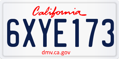CA license plate 6XYE173
