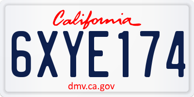 CA license plate 6XYE174