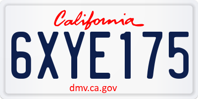 CA license plate 6XYE175