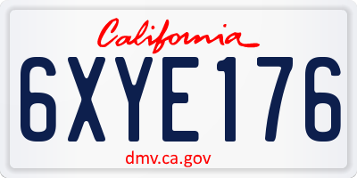 CA license plate 6XYE176