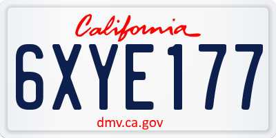 CA license plate 6XYE177