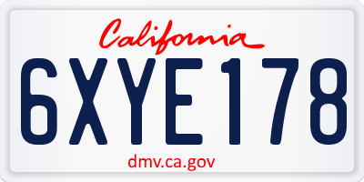 CA license plate 6XYE178
