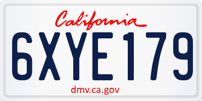 CA license plate 6XYE179