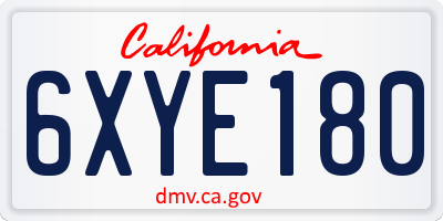 CA license plate 6XYE180