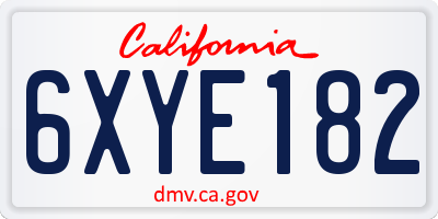 CA license plate 6XYE182