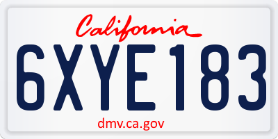 CA license plate 6XYE183