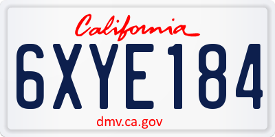 CA license plate 6XYE184