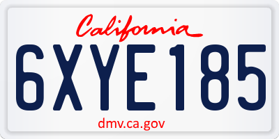 CA license plate 6XYE185