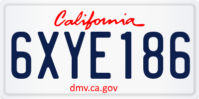 CA license plate 6XYE186
