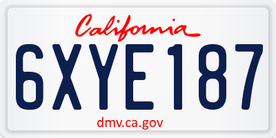 CA license plate 6XYE187
