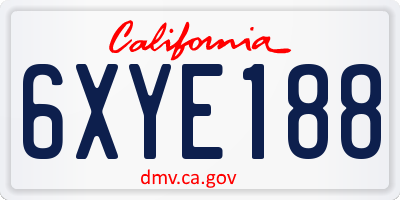 CA license plate 6XYE188