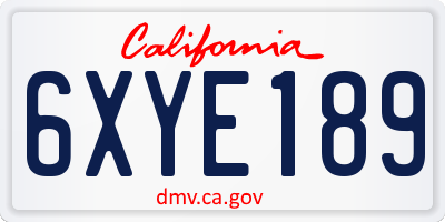 CA license plate 6XYE189