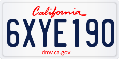 CA license plate 6XYE190