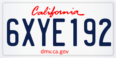 CA license plate 6XYE192