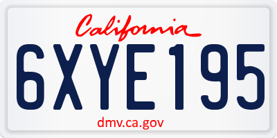 CA license plate 6XYE195