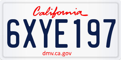 CA license plate 6XYE197