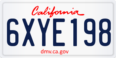 CA license plate 6XYE198