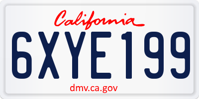 CA license plate 6XYE199