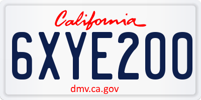 CA license plate 6XYE200