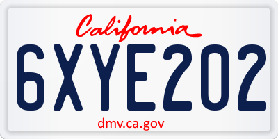 CA license plate 6XYE202
