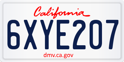 CA license plate 6XYE207