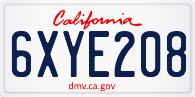 CA license plate 6XYE208