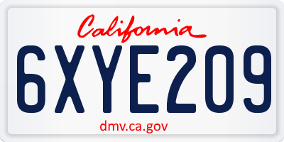 CA license plate 6XYE209