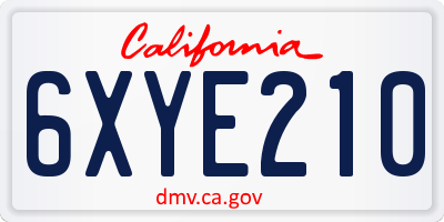 CA license plate 6XYE210