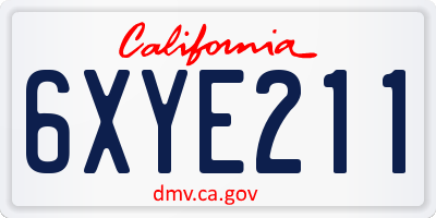 CA license plate 6XYE211