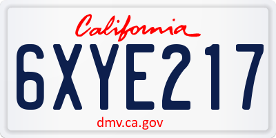 CA license plate 6XYE217
