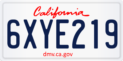 CA license plate 6XYE219
