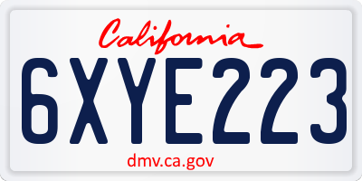 CA license plate 6XYE223