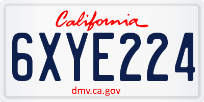 CA license plate 6XYE224