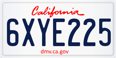 CA license plate 6XYE225