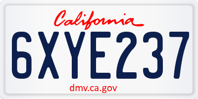CA license plate 6XYE237