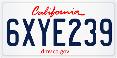 CA license plate 6XYE239