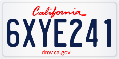 CA license plate 6XYE241