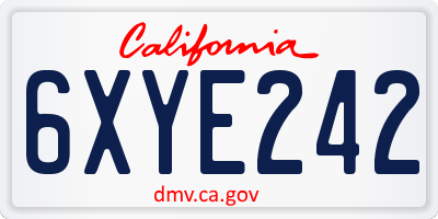 CA license plate 6XYE242
