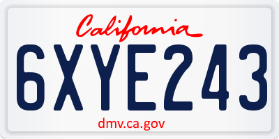 CA license plate 6XYE243