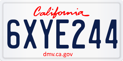 CA license plate 6XYE244