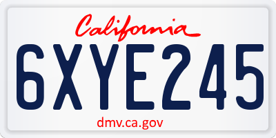 CA license plate 6XYE245
